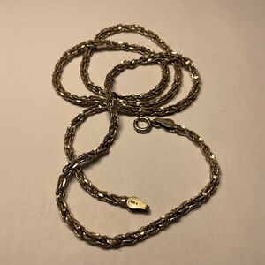 Vintage Sterling Silver Italy Rope Chain Necklace. 20 inches long